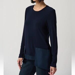 Joseph Ribkoff Top with Front Pockets in Navy Blue Style 234138